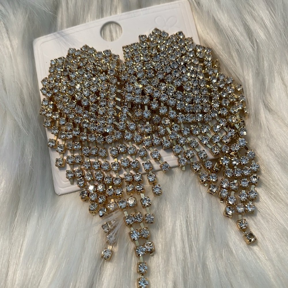 Gold Rhinestone Statement Earrings